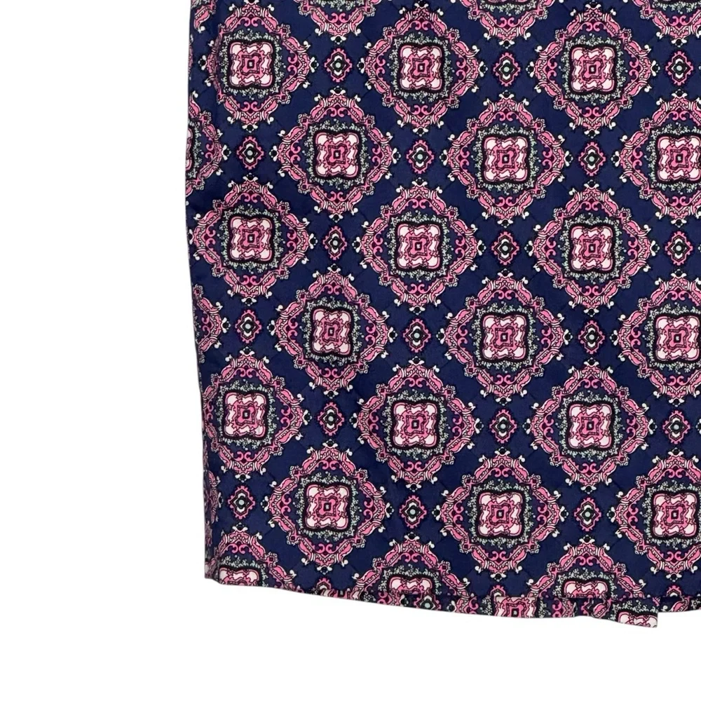 J Crew Factory 6 Blue/Pink/Green/White Cotton/Spandex Unlined “The Pencil Skirt”